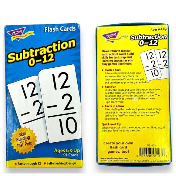Flash Cards Math Skills Practice Test Prep Subtraction Division Multiplication - Picture 2 of 5